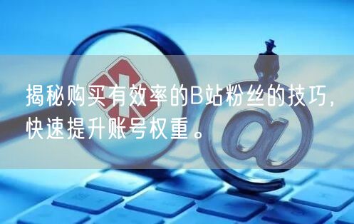 揭秘购买有效率的B站粉丝的技巧，快速提升账号权重。