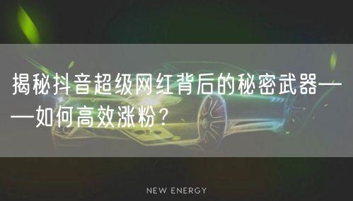揭秘抖音超级网红背后的秘密武器——如何高效涨粉？
