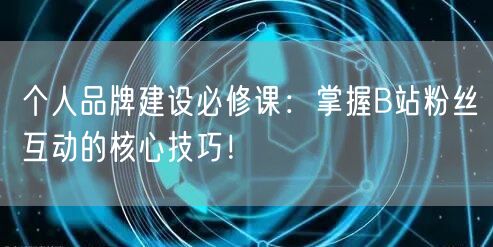 个人品牌建设必修课：掌握B站粉丝互动的核心技巧！