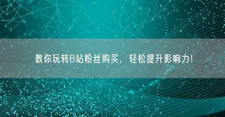 教你玩转B站粉丝购买，轻松提升影响力！