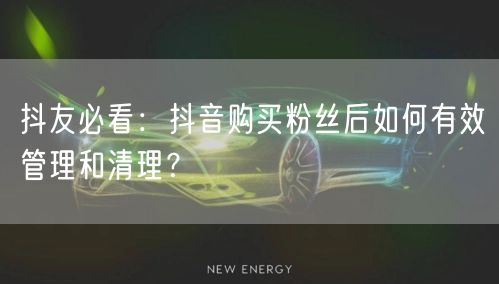 抖友必看：抖音购买粉丝后如何有效管理和清理？
