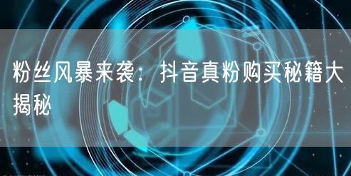 粉丝风暴来袭：抖音真粉购买秘籍大揭秘