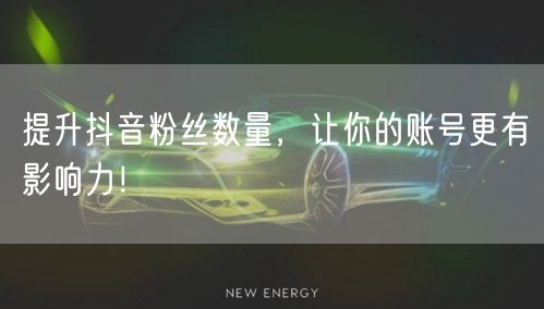 提升抖音粉丝数量，让你的账号更有影响力！