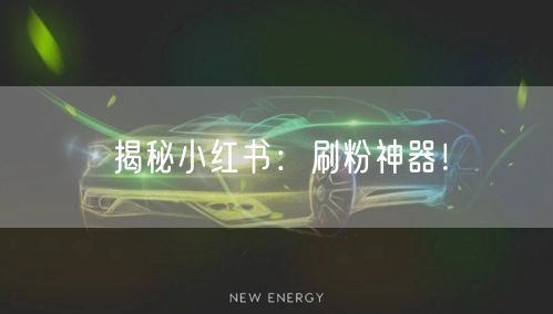 揭秘小红书：刷粉神器！